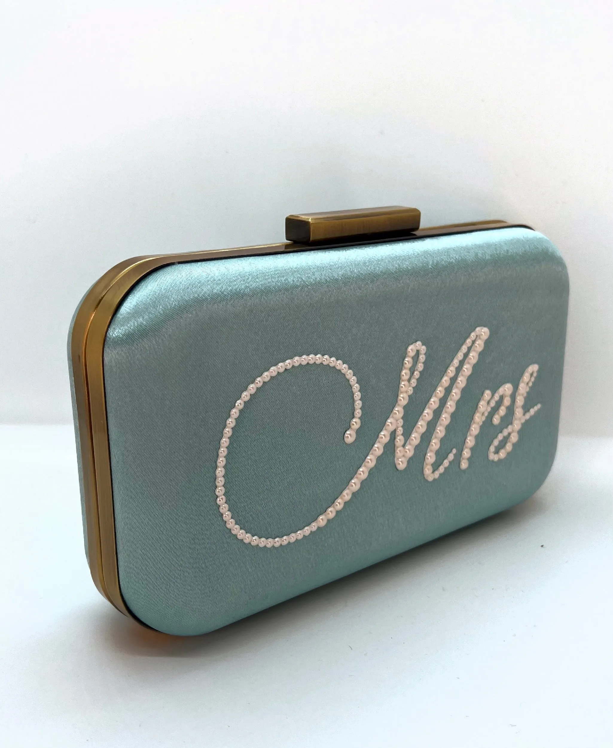 ' SOMETHING BLUE ' Mrs PEARL SATIN CLUTCH