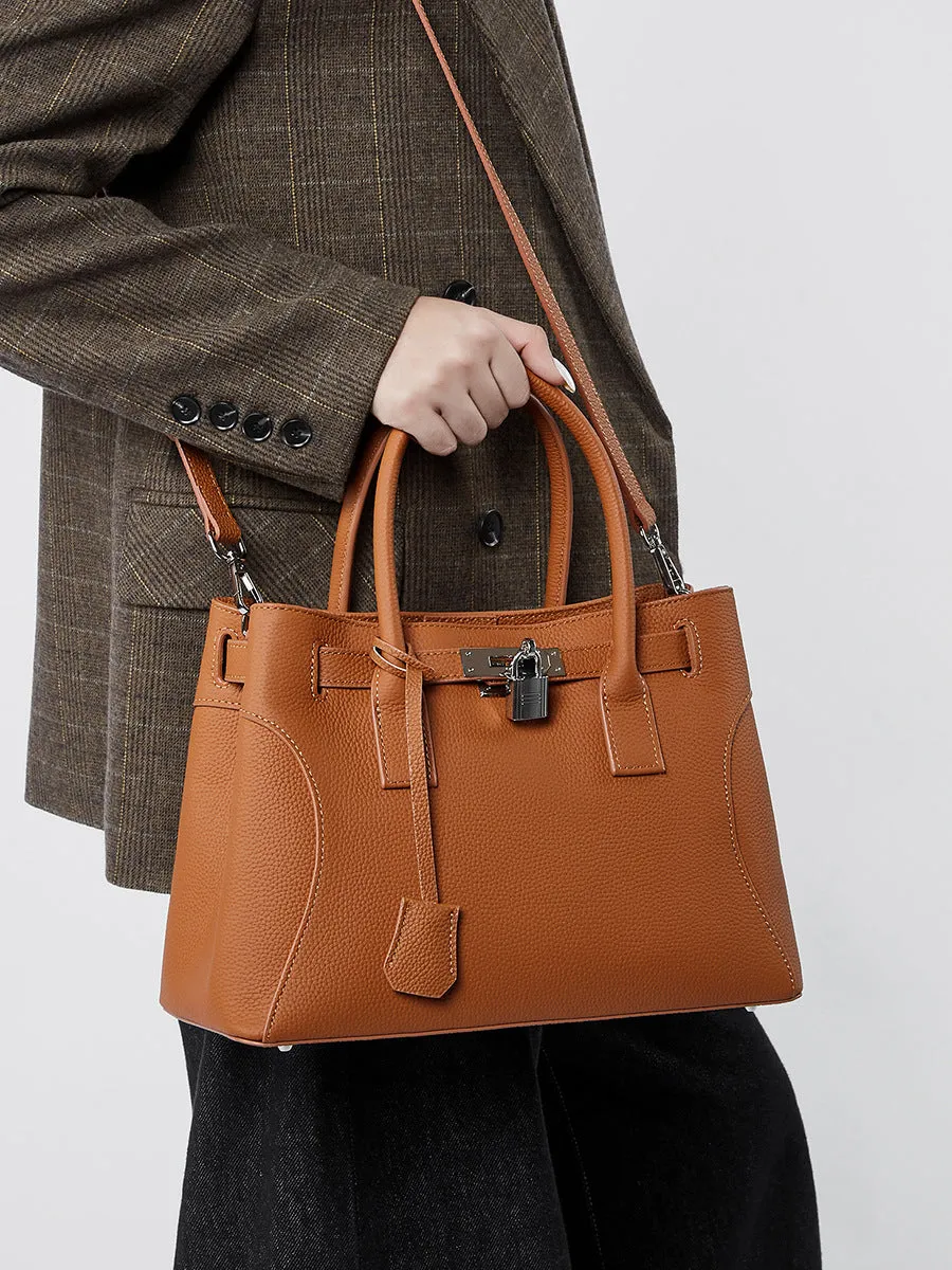 31CM large capacity platinum premium leather shoulder bag 2859 brown