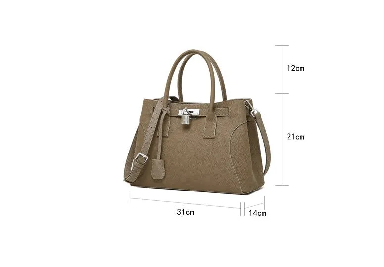 31CM large capacity platinum premium leather shoulder bag 2859 brown