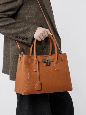 31CM large capacity platinum premium leather shoulder bag 2859 brown