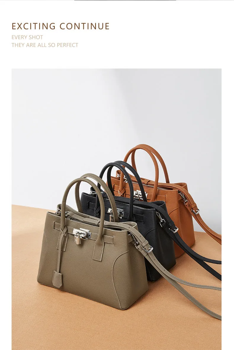31CM large capacity platinum premium leather shoulder bag 2859 brown