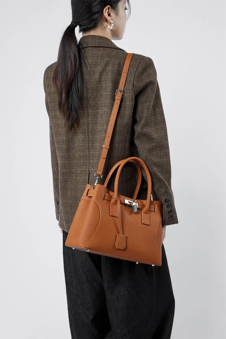 31CM large capacity platinum premium leather shoulder bag 2859 brown