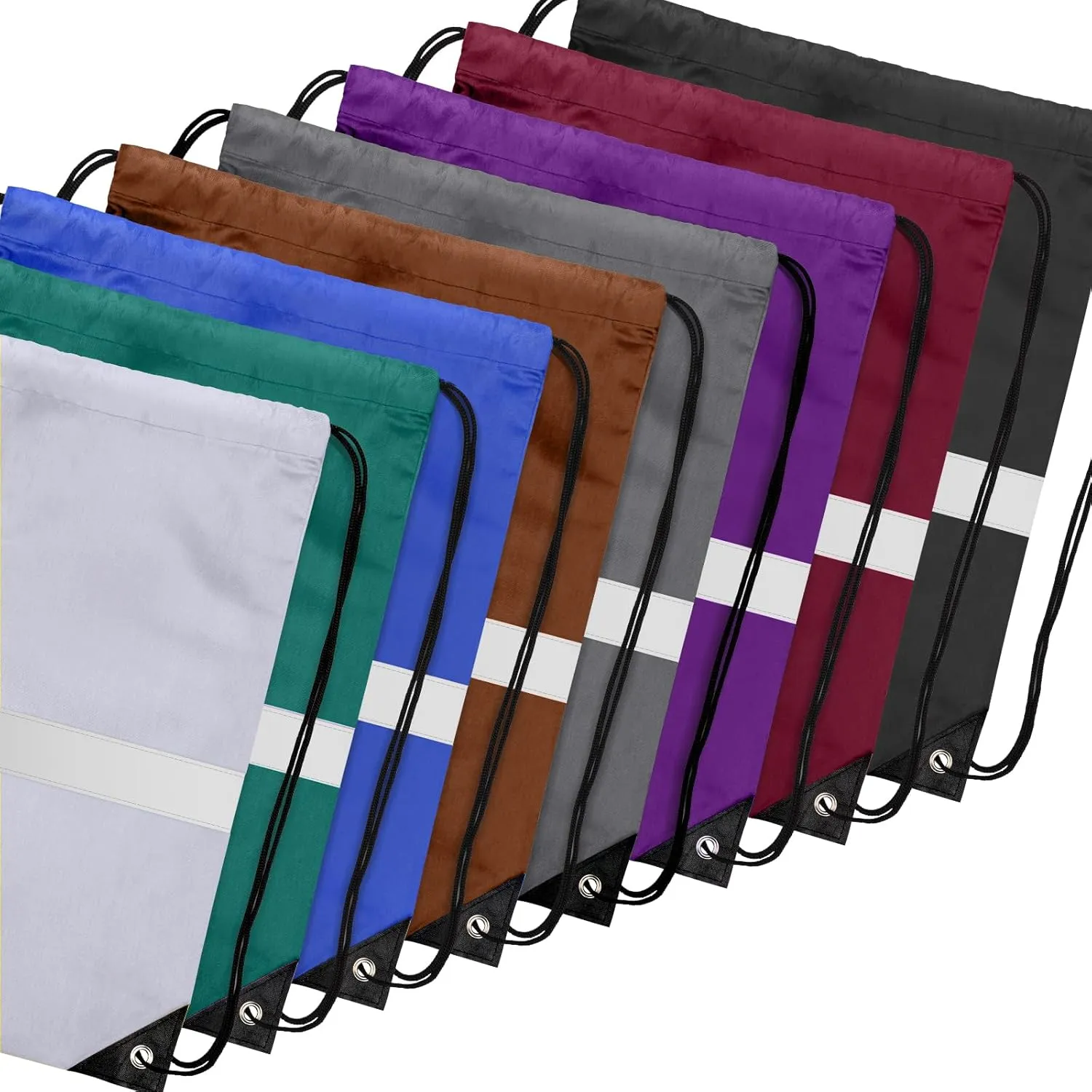 8Pcs Drawstring Bags Bulk Cinch Bag, Polyester String Bag Drawstring Backpack for Trip Party Camping Sports Gym YogaDark Reflect