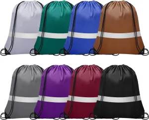 8Pcs Drawstring Bags Bulk Cinch Bag, Polyester String Bag Drawstring Backpack for Trip Party Camping Sports Gym YogaDark Reflect
