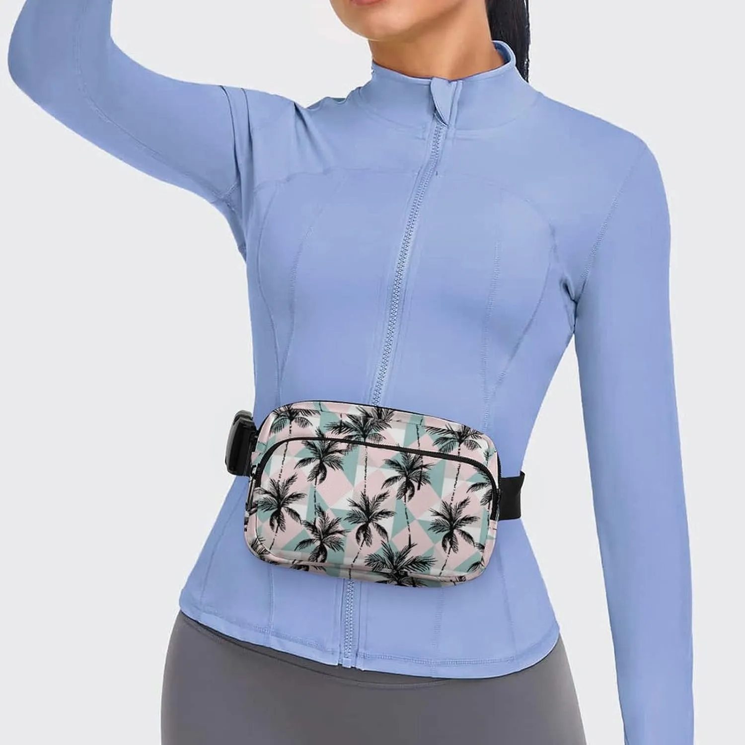 Abstract Palm Trees Fanny Pack Belt Bag with Adjustable Strap Waist Packs Small Pouch Crossbody Bags for Hiking Running Cycling Traveling