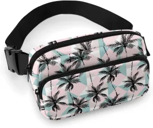 Abstract Palm Trees Fanny Pack Belt Bag with Adjustable Strap Waist Packs Small Pouch Crossbody Bags for Hiking Running Cycling Traveling