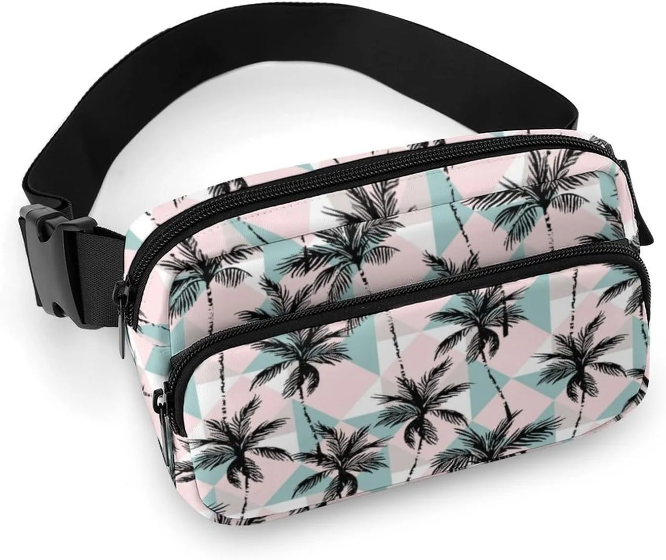 Abstract Palm Trees Fanny Pack Belt Bag with Adjustable Strap Waist Packs Small Pouch Crossbody Bags for Hiking Running Cycling Traveling