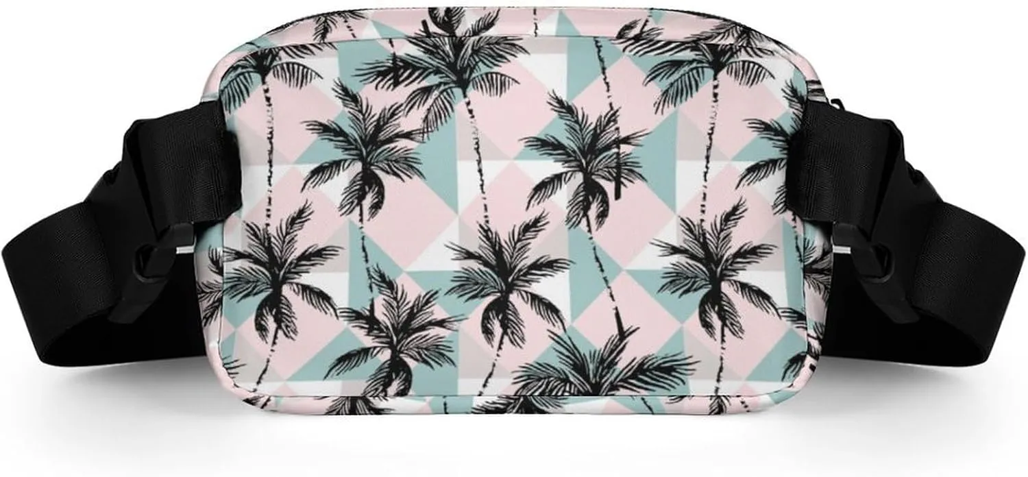 Abstract Palm Trees Fanny Pack Belt Bag with Adjustable Strap Waist Packs Small Pouch Crossbody Bags for Hiking Running Cycling Traveling