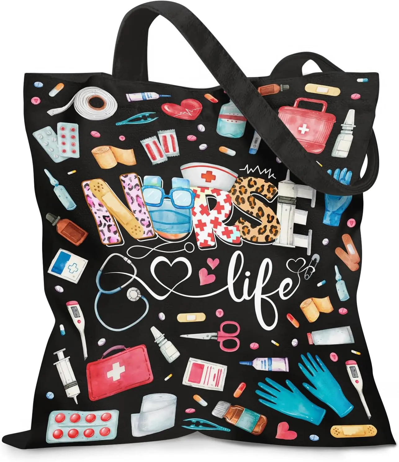 Aesthetic Canvas Tote Bag for Women - with Magnetic Snap Closure & Zipper Inner Pocket Reusable Totes Bag