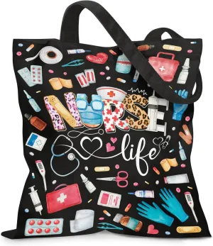 Aesthetic Canvas Tote Bag for Women - with Magnetic Snap Closure & Zipper Inner Pocket Reusable Totes Bag