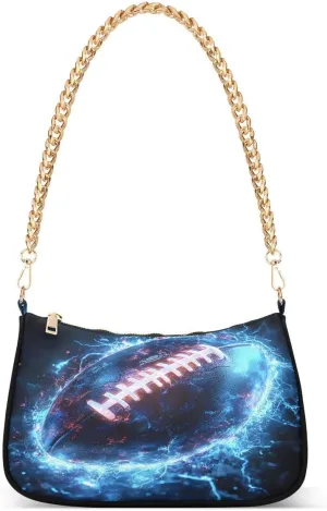 ALAZA American Football Fantasy Chian Shoulder Bag Handbags Tote Mini Clutch Purse Hobo Bag with Zipper Closure for Women