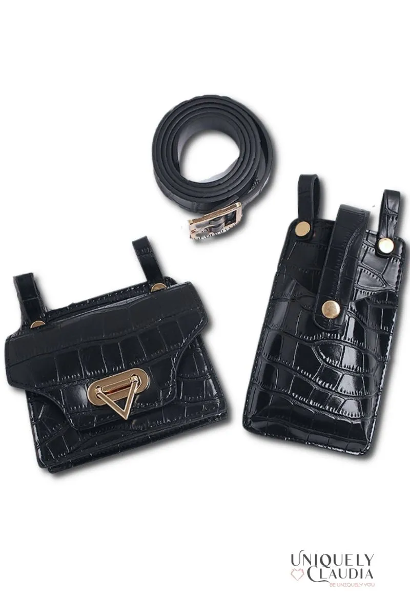 All in The Details Croc Texture Vegan Leather Belt/Crossbody