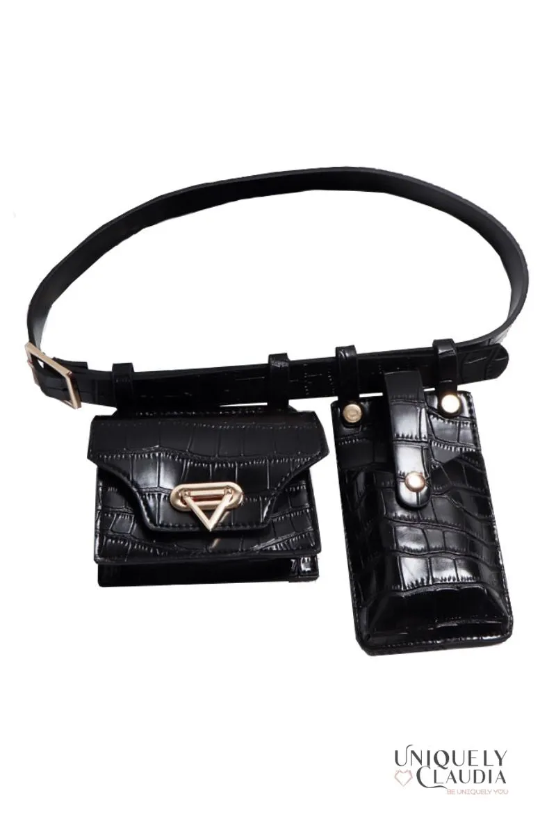 All in The Details Croc Texture Vegan Leather Belt/Crossbody