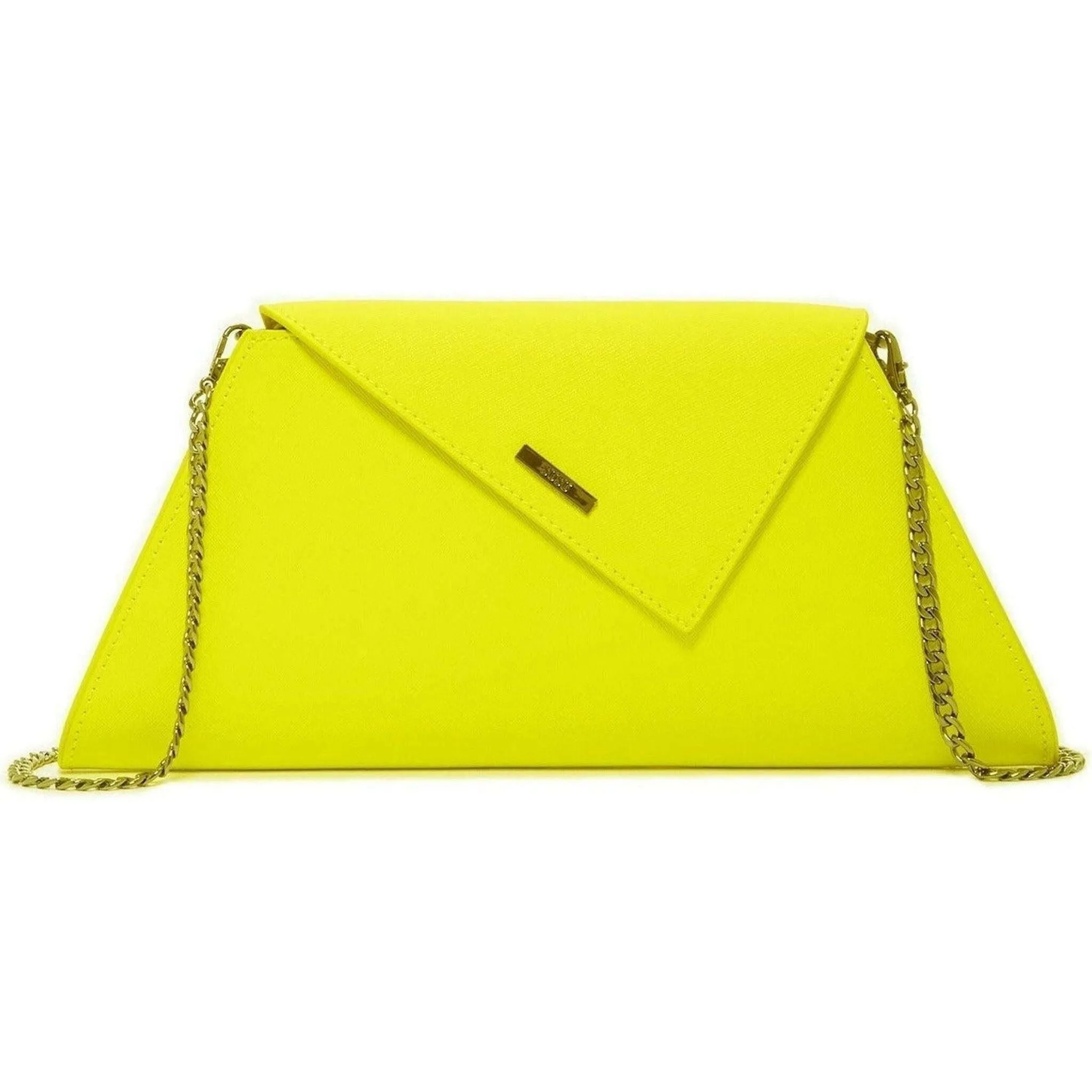 Angelica Electric Leather Clutch Purse in Yellow