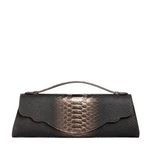 Audrey Clutch: Snake Embossed Pewter Designer Evening Clutch Bag