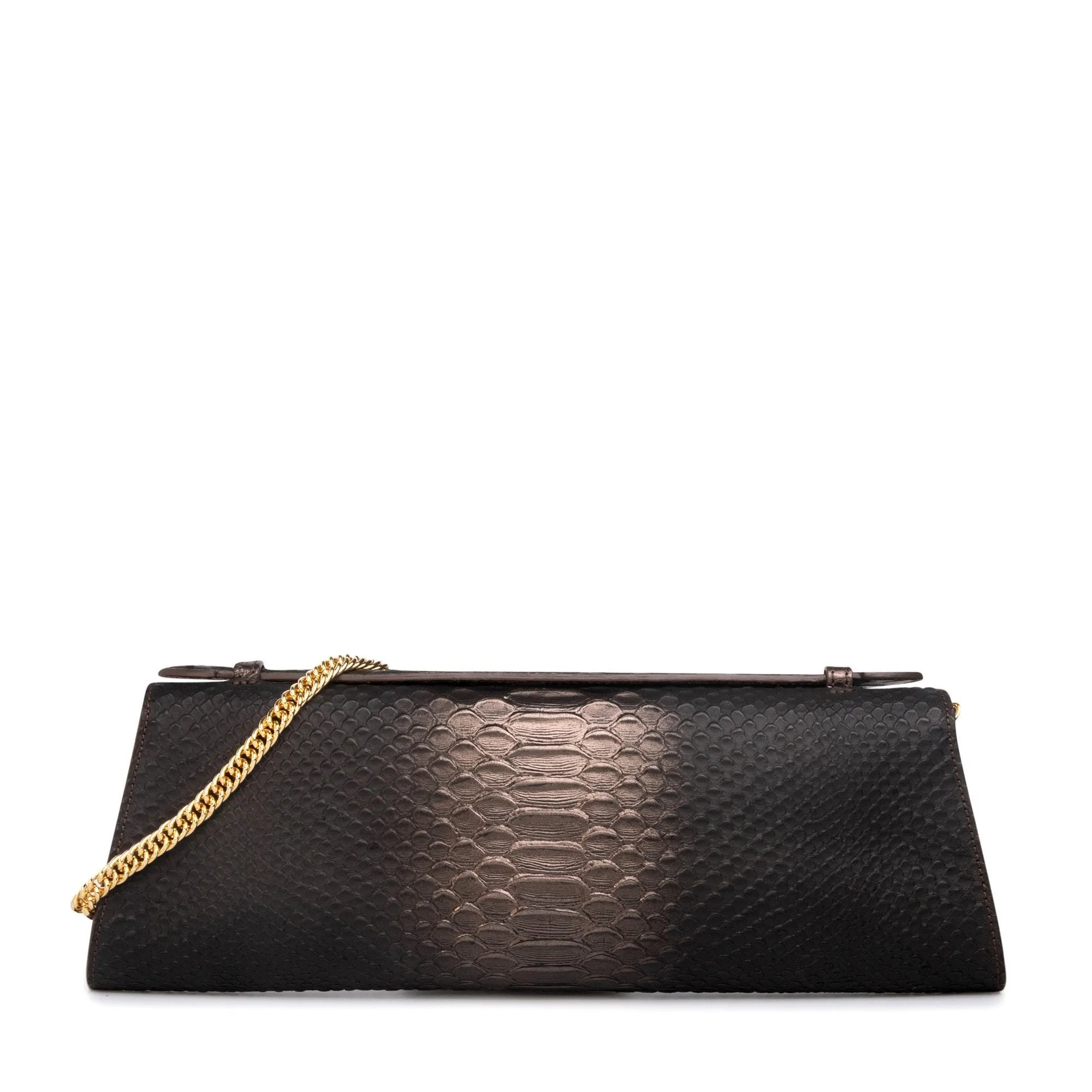 Audrey Clutch: Snake Embossed Pewter Designer Evening Clutch Bag
