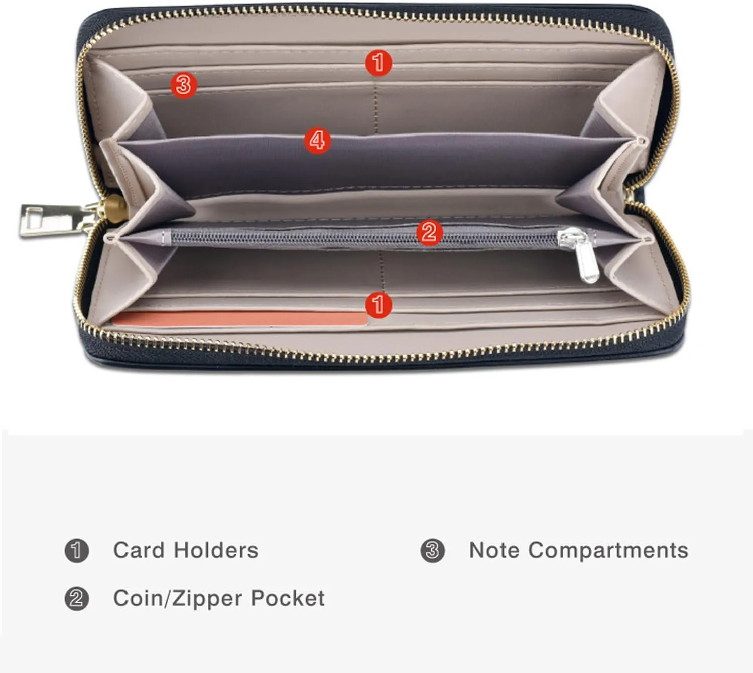 aurrako Women's Clutch Wallet Wristlet With Wrist Strap 2 Zipper Pocket For Credit Card Cash Long Purse(Black)