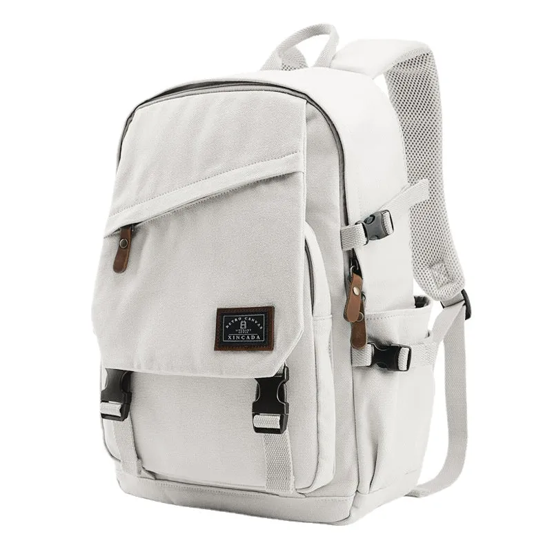 Backpack Men's Canvas with Lid Travel Backpack Female Lightweight Schoolbag Middle School Students