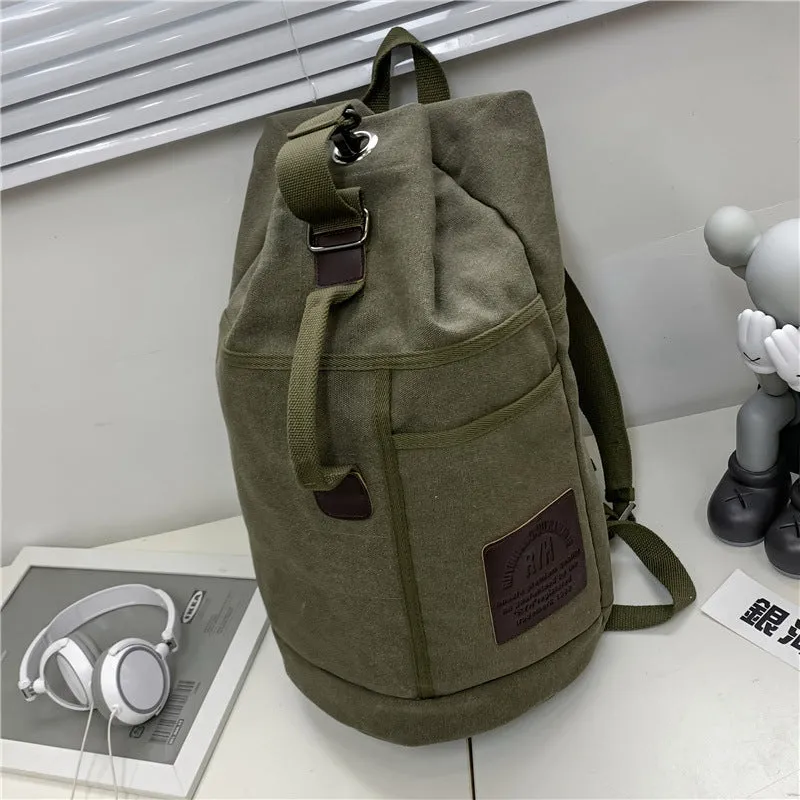 Backpack travel Men Women Outdoor Travel Sports Water Bucket  Trend Canvas School shoulder bag