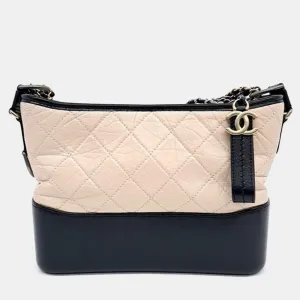 Beige Leather Gabrielle Medium Hobo Bag