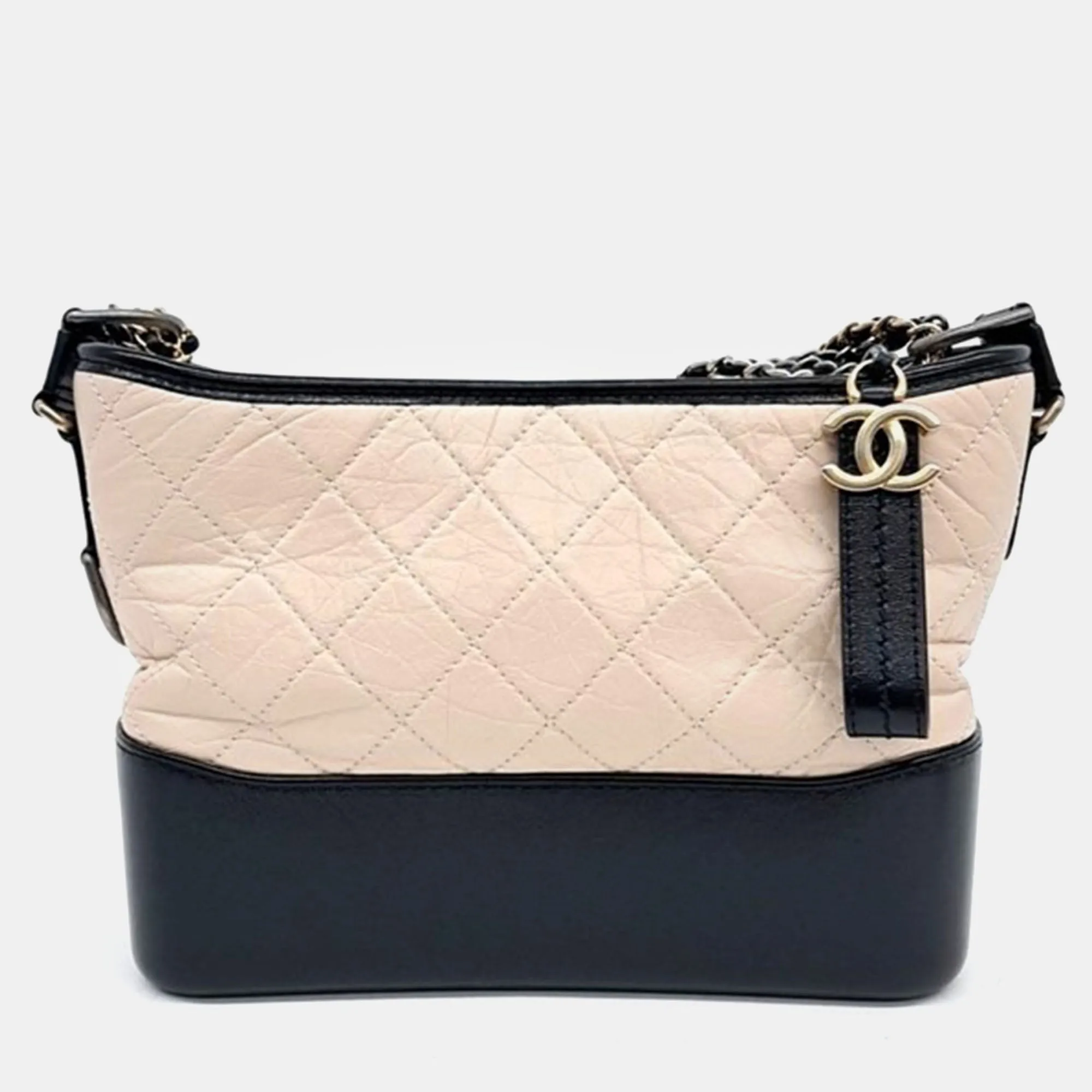 Beige Leather Gabrielle Medium Hobo Bag