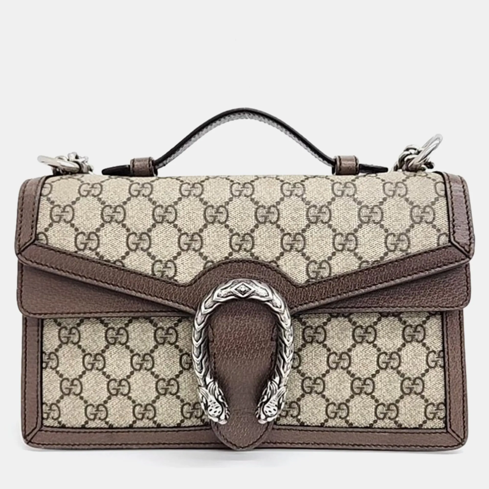 Beige/Brown GG Canvas Dionysus Top Handle Bag