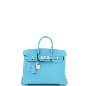 Birkin Handbag Bleu Du Nord Swift with Palladium Hardware 25