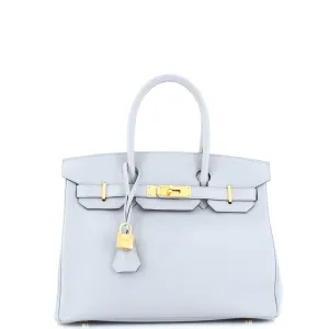Birkin Handbag Bleu Glacier Epsom with Gold Hardware 30