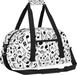 Black And White Music 18 inch Small Gym Bag for Women and Men, Lightweight Carry On Weekender Bag Mini Duffel Bag for Travel Sports Workout, Musical Notes