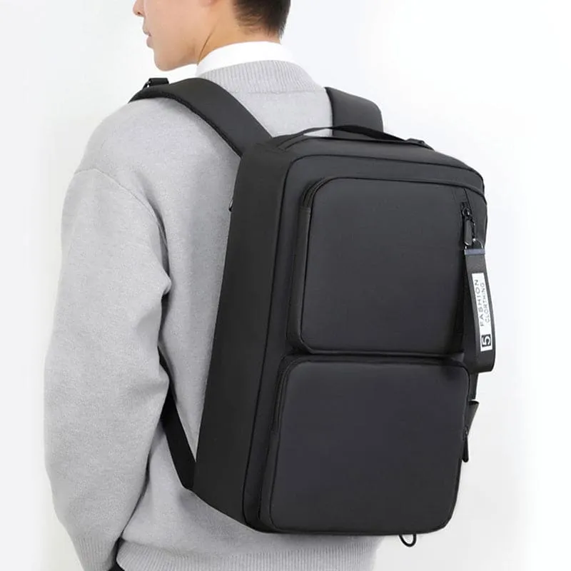 Black Multifunctional Backpack Large Capacity Business Laptop Bag
