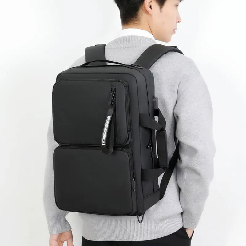 Black Multifunctional Backpack Large Capacity Business Laptop Bag