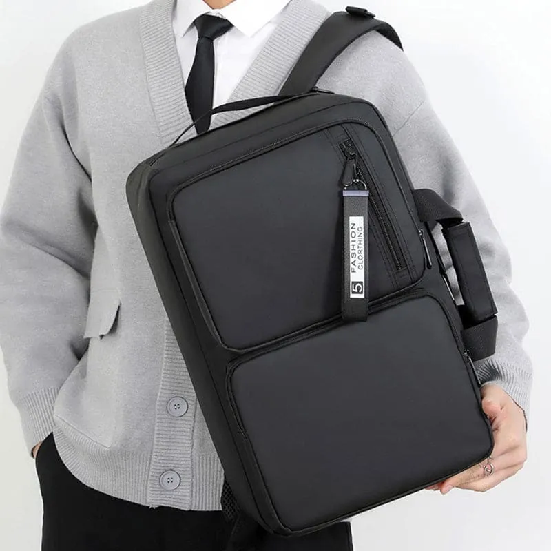 Black Multifunctional Backpack Large Capacity Business Laptop Bag