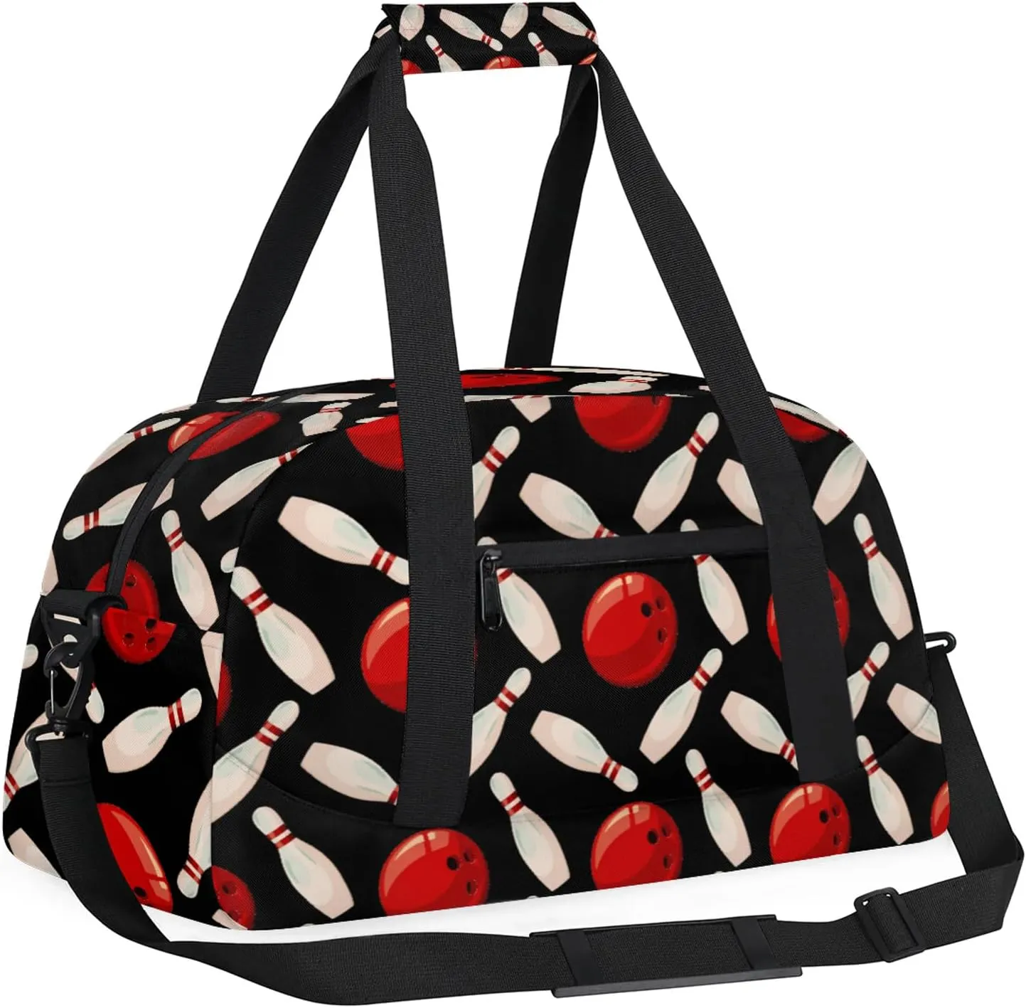 Bowling Ball 18 inch Small Gym Bag for Women and Men, Lightweight Carry On Weekender Bag Mini Duffel Bag for Travel Sports Workout, Black