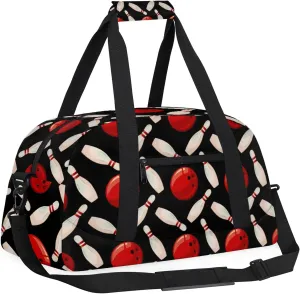 Bowling Ball 18 inch Small Gym Bag for Women and Men, Lightweight Carry On Weekender Bag Mini Duffel Bag for Travel Sports Workout, Black