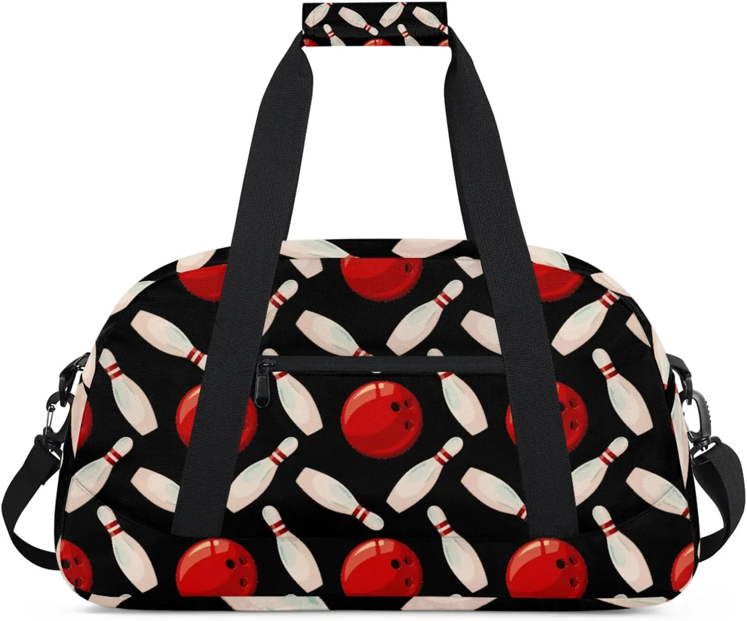 Bowling Ball 18 inch Small Gym Bag for Women and Men, Lightweight Carry On Weekender Bag Mini Duffel Bag for Travel Sports Workout, Black