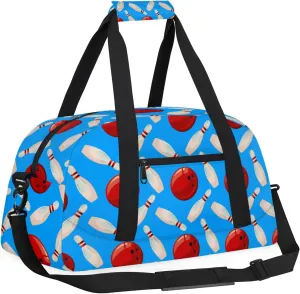 Bowling Ball 18 inch Small Gym Bag for Women and Men, Lightweight Carry On Weekender Bag Mini Duffel Bag for Travel Sports Workout, Blue