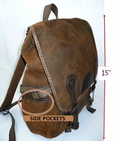 Brown Canvas Vintage Backpack Leather Trims