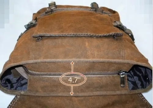 Brown Canvas Vintage Backpack Leather Trims