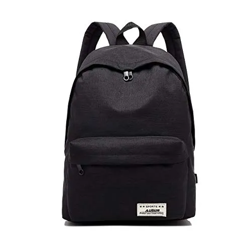 Casual Canvas Laptop Backpack, AUGUR Classic Bookbag Backpack for 14″ Tablet - Black