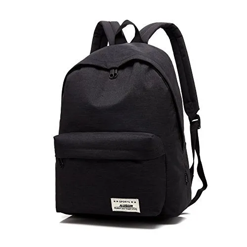 Casual Canvas Laptop Backpack, AUGUR Classic Bookbag Backpack for 14″ Tablet - Black