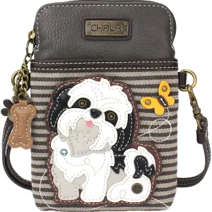 Chala White Shih Tzu Cellphone Xbody Gray Stripe Synthetic