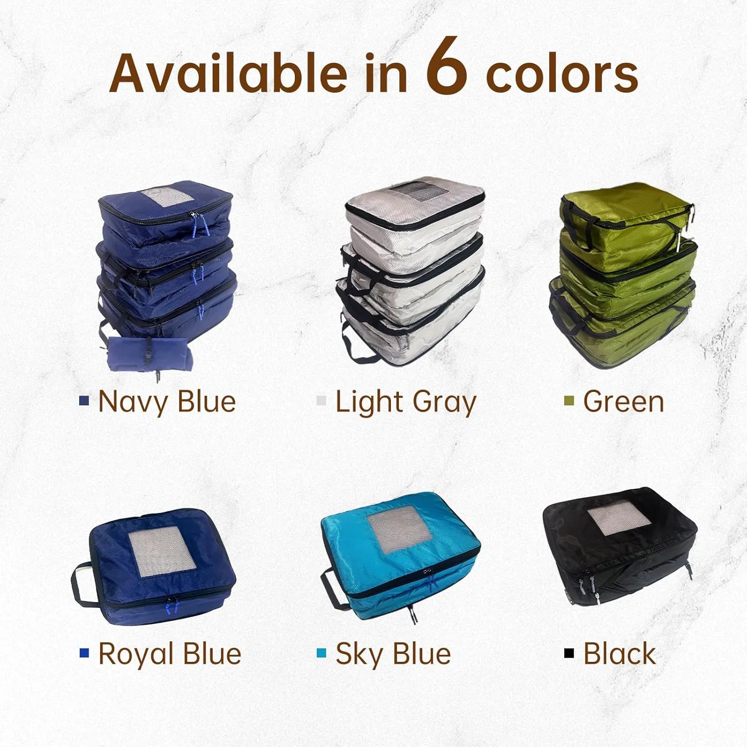 Compression Packing Cubes 2/3/4 sets, Large Travel Packing organizers for Carry on Luggage, 2 Sides Expandable Storage Bags for Backpacking, Suitcases (NavyBlue, Pack 4)