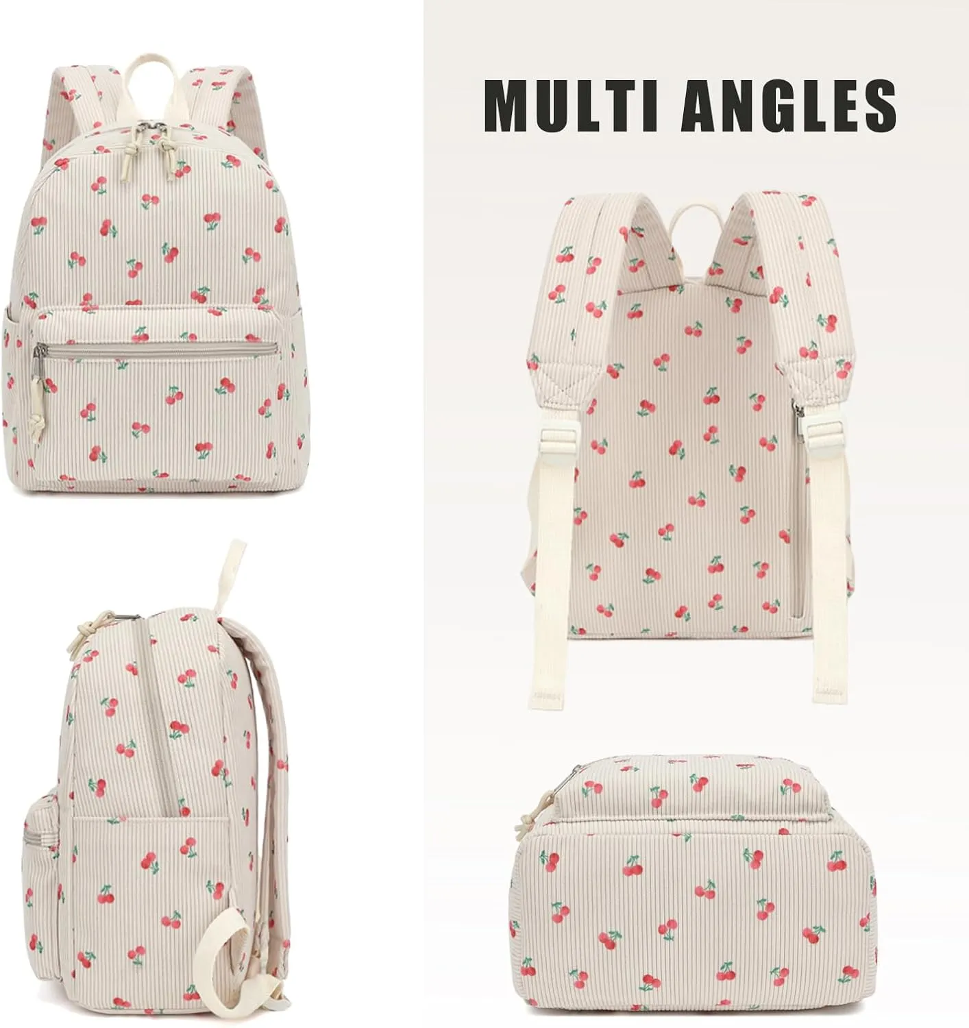 Corduroy Mini Backpack Purse for Women Girls, Fashion Small Backpack for Adults Teens Kids School Travel (Cherry)