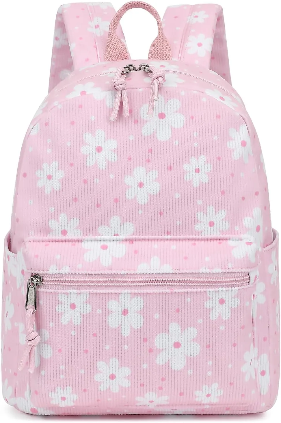 Corduroy Mini Backpack Purse for Women Girls, Fashion Small Backpack for Adults Teens Kids School Travel (Daisy Pink)