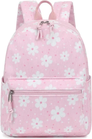 Corduroy Mini Backpack Purse for Women Girls, Fashion Small Backpack for Adults Teens Kids School Travel (Daisy Pink)