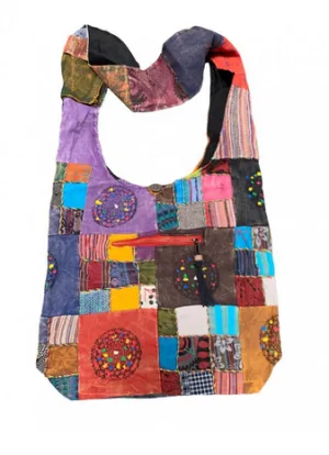 Cotton Block Print Mandala Floral Patch Bag