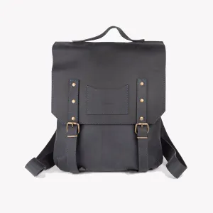 Crazy Horse Leather Backpack - Black