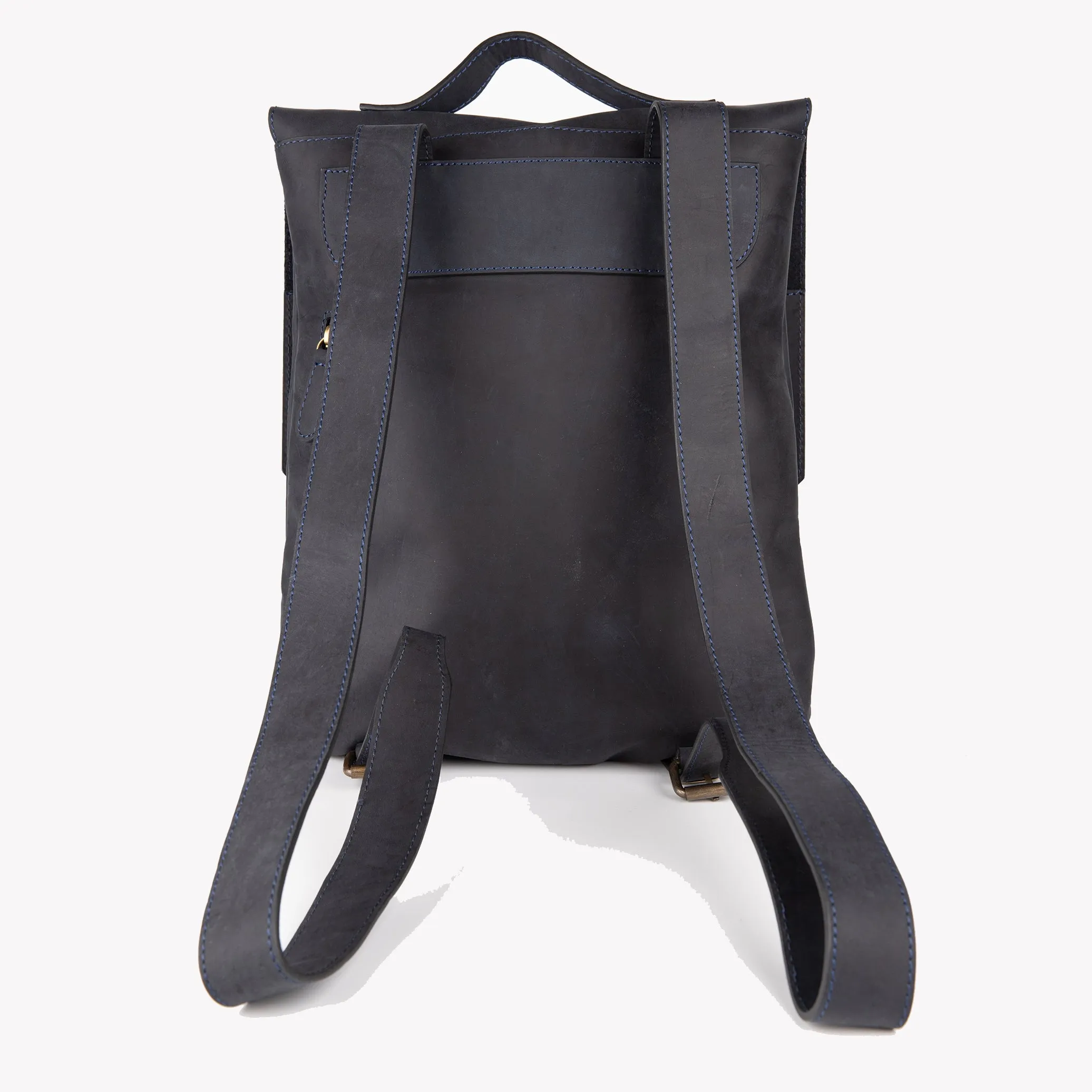 Crazy Horse Leather Backpack - Black