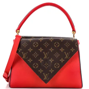 Double V Handbag Calfskin with Monogram Canvas