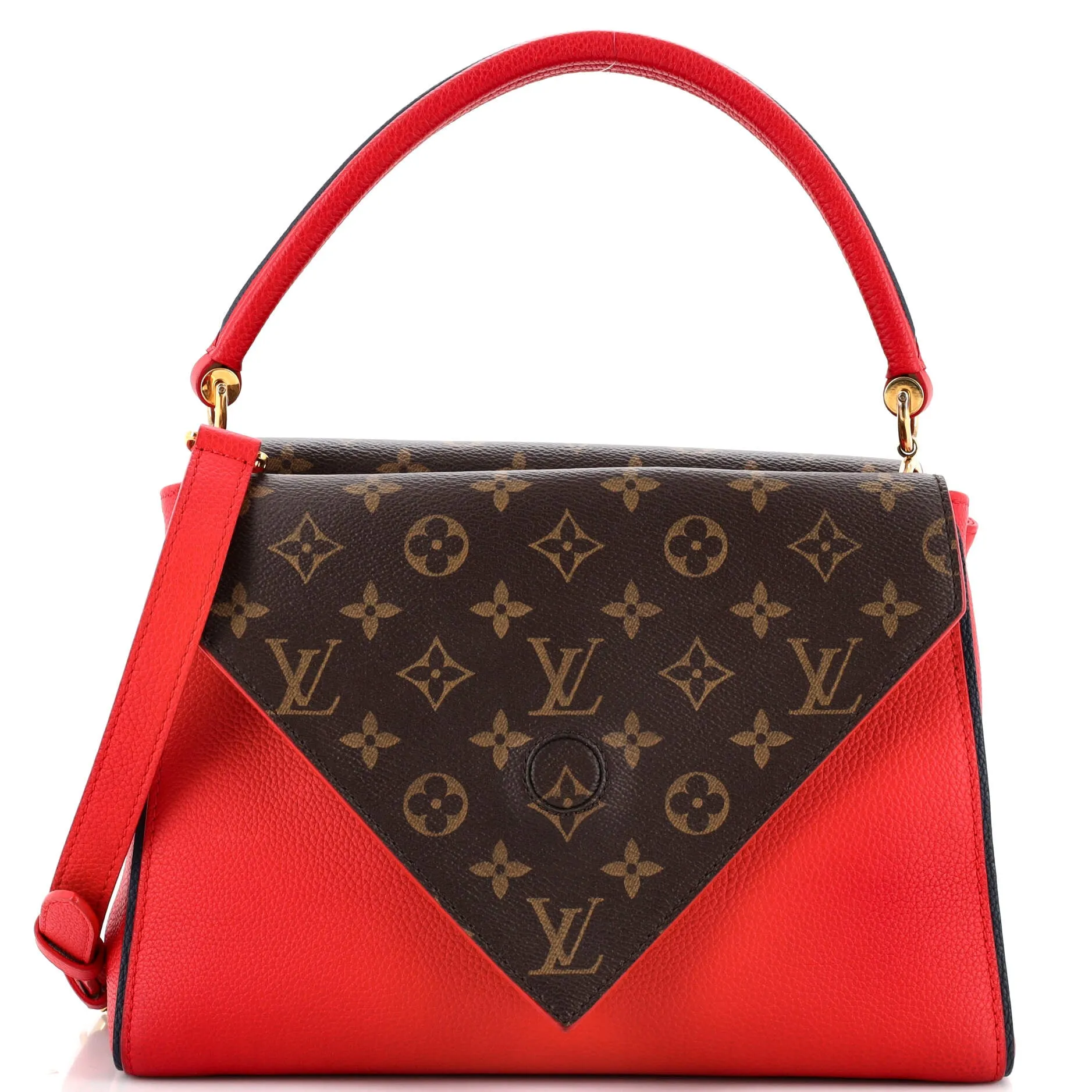 Double V Handbag Calfskin with Monogram Canvas